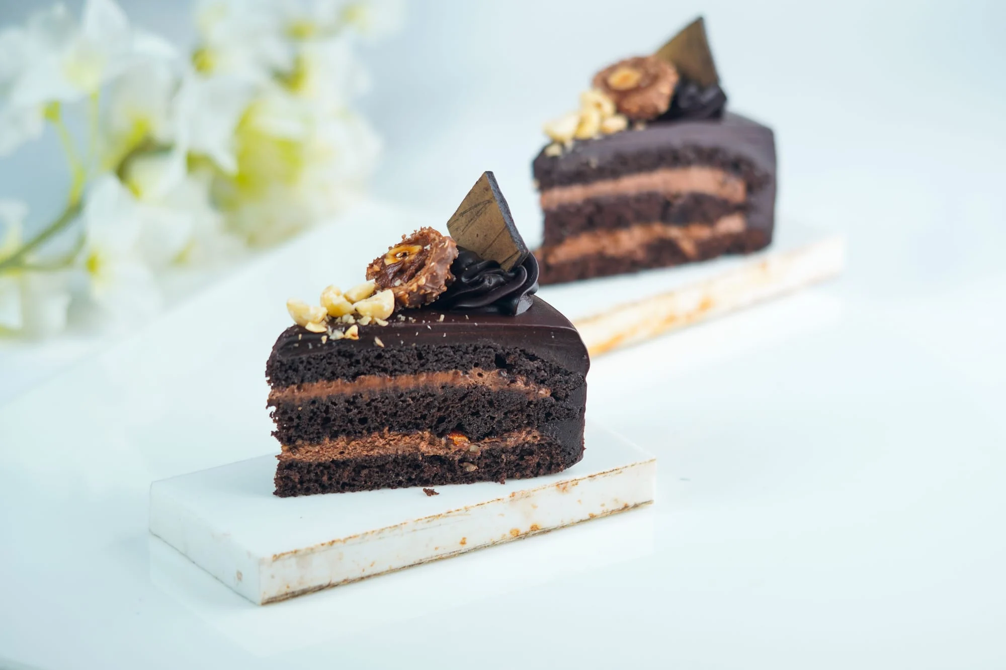Thick slice of house-made chocolate cake